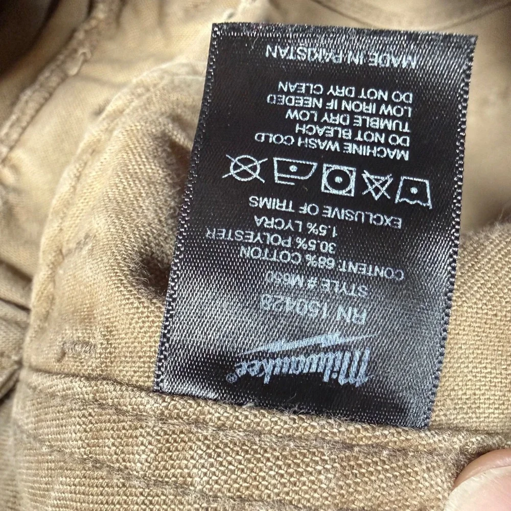 Milwaukee M650 Work Pant Mens 34x32 Brown Canvas Utility Carpenter Trousers